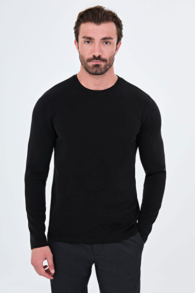 Mcr Straight Slim Fit Crew Neck Bi-Stretch Interlock Long Sleeve Men's T-Shir...