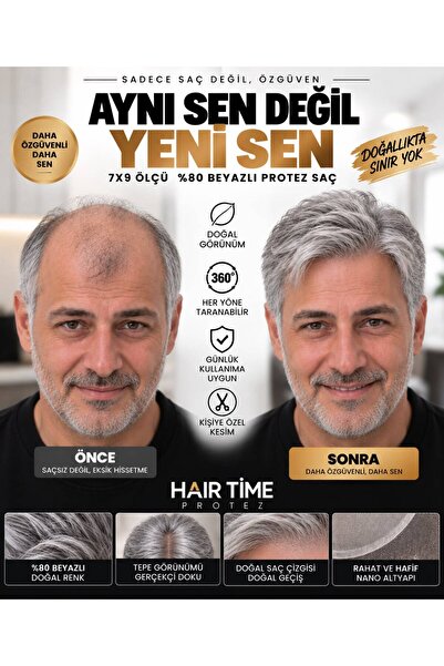 Hairtime 7X9 %80 BEYAZLI PROTEZ SAÇ – YOĞUN BEYAZ DOKUSUYLA DOĞAL GÖRÜNÜMÜN Y...