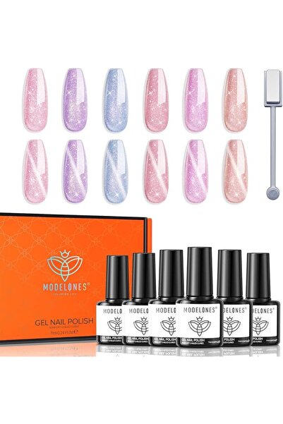 modelones Store مجموعة طلاء أظافر جل من موديلونز - 6 ألوان: عاري، وردي، أبيض ...