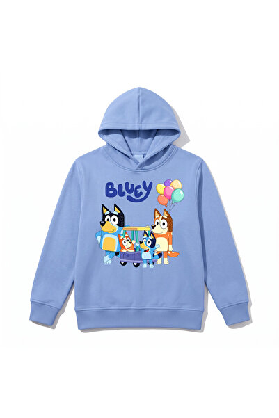 URBANTRENDSTORE هودي شتوي فاخر للأطفال مطبوع عليه Bluey، سطح داخلي ناعم ومرن