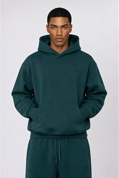 Respire Erkek Basic Oversize Hoodie Zümrüt