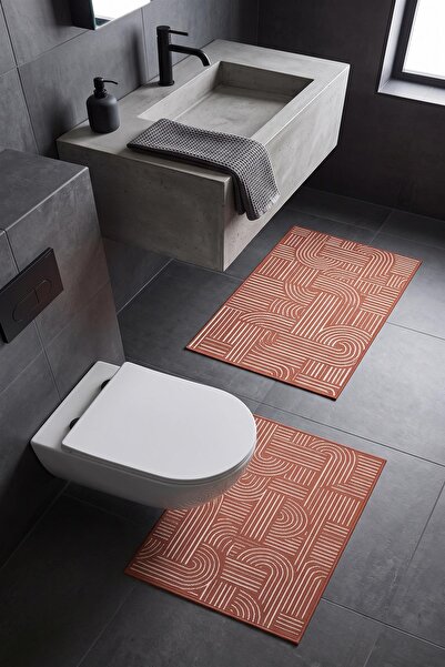 dekozer Revna Tile Washable 2-Piece Bathroom Mat Set (60X100-50X60 cm) | Non-...