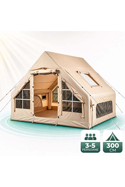 Timebox Cort Gonflabil Camping 3-5 Persoane, Impermeabil, Pompa Electrica Inc...