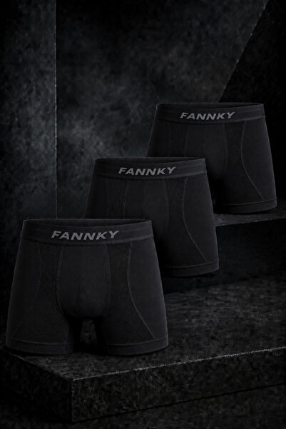 FİT WOMEN Men's Comfortable Flexible Seamless 3-Piece Black Boxer Briefs