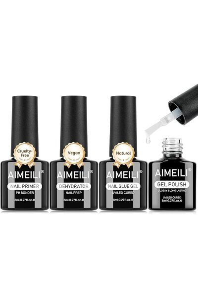 AIMEILI برايمر للأظافر، مزيل الرطوبة، طبقة أساسية وطبقة علوية للأظافر، برايمر...