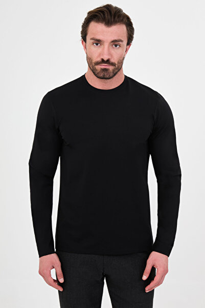 Mcr Tricou pentru bărbați, slim fit, cu gât înalt, din bumbac, cu mânecă lung...