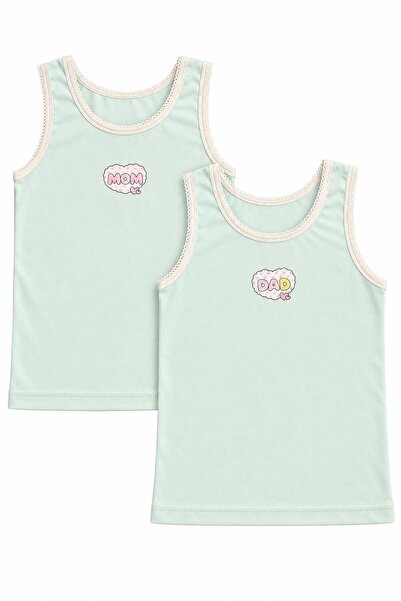 FUL 2-Piece Girls' Undershirt Set Mint Green, Mom Dad Love Printed Undershirt...