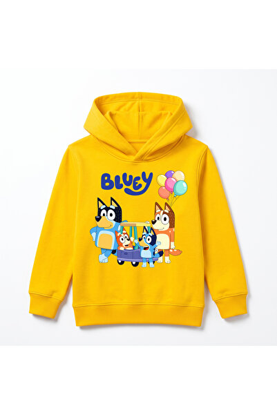 URBANTRENDSTORE هودي شتوي فاخر للأطفال مطبوع عليه Bluey، سطح داخلي ناعم ومرن
