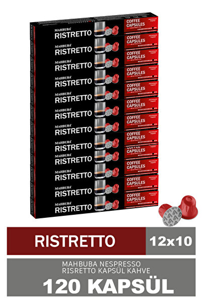 Mahbuba 120'li 12x Ristretto Kapsül %100 Arabica Kahve (Nespresso Uyumlu Alüm...