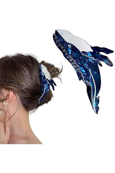 TERRIFI Hair Clips for Blue Whale, Animal Acetate Claw Clips for Women and Gi...