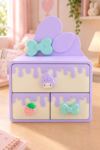 Neo Gift Pembe Fiyonk Temalı 2 Katlı 3 Çekmeceli Çok Amaçlı Çocuk Odası Organ...