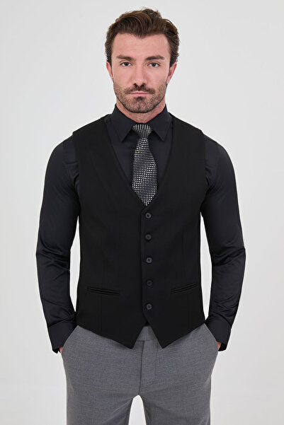 Mcr Straight Slim Fit Classic Men's Vest Black - 40969.26K