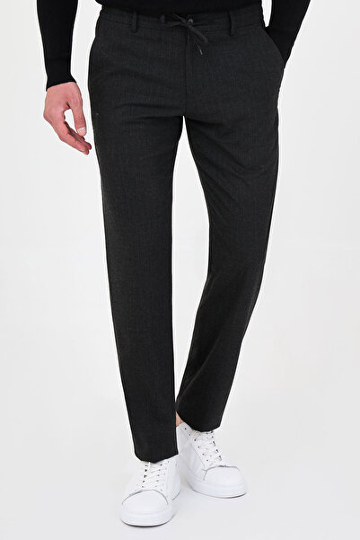 Mcr Striped Slim Fit Jogger Men's Trousers Black - 38387.26K