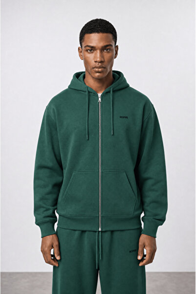 Respire Erkek Basic Oversize Zip Zümrüt