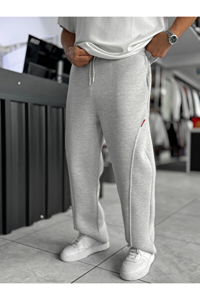 BYBASICMAN Light Gray Panda Fabric Ribbed Baggy Tracksuit Res-4002