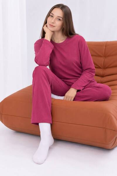 Arvin Pijama Kadın Yumuşak Dokulu Kışlık Pamuklu Uzun Kol Rahat Kalıp Pijama ...