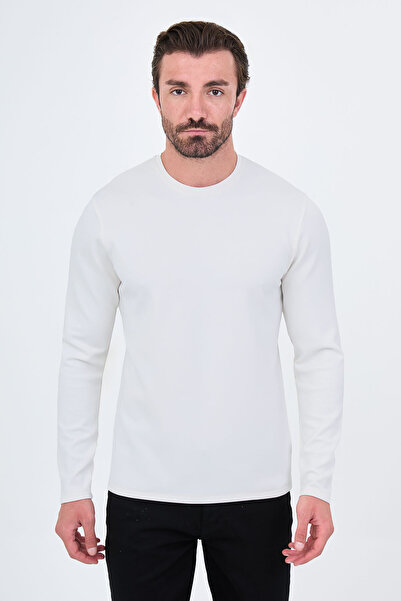 Mcr Straight Slim Fit Crew Neck Bi-Stretch Interlock Long Sleeve Men's T-Shir...