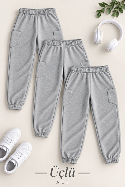 twins tailors Unisex 3-Pack Gray Children's Sweatpants with Elastic Waist and...