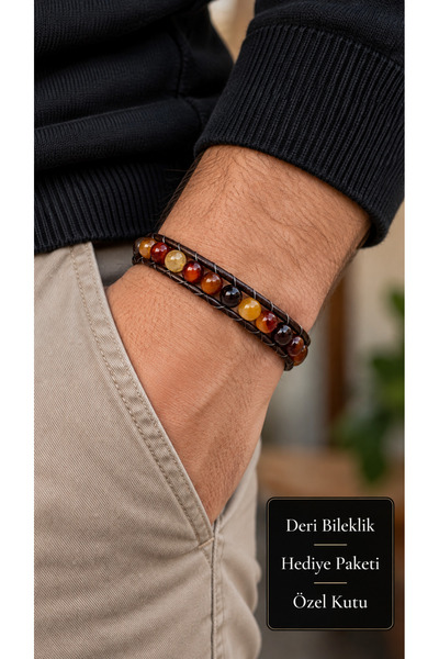 HER ŞEY NOTA www.herseynota.com Seldorin Auburnring Brown Leather Men's Brace...