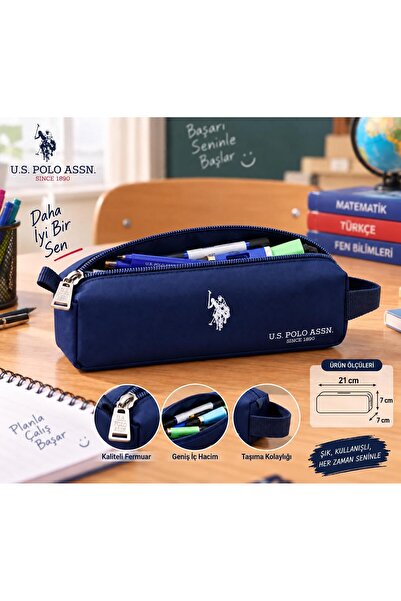 U.S. Polo Assn. 26073 حقيبة أقلام رصاص ذات جيب واحد، حافظة أقلام رصاص للمدرسة...