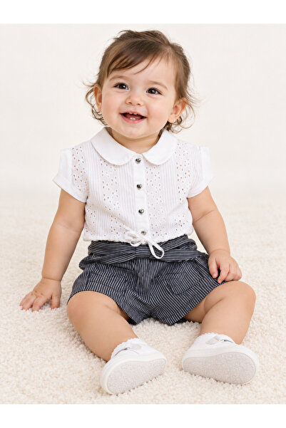 Trendline Baby Girl Organic Soft Guipure Detailed Shorts and Top Set