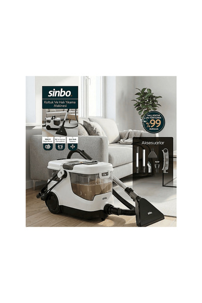 Sinbo SSC-7609 18Kpa Leke Çıkartma Halı ve Koltuk Yıkama Makinesi Beyaz
