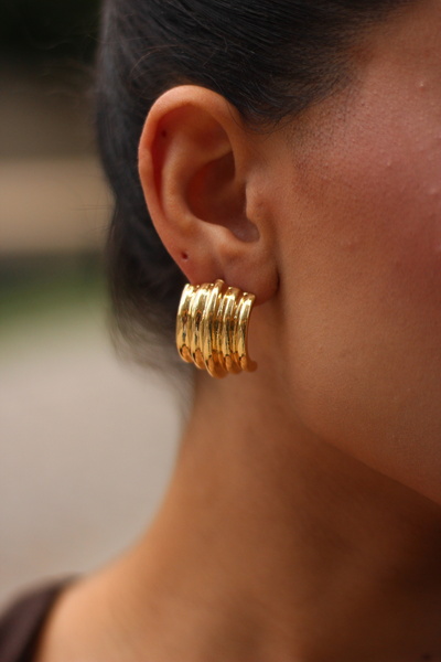 Katmanlı Vintage Gold Küpe