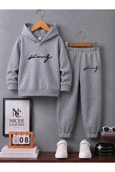 Leto Lykia Children's Tracksuit Unisex (Black Handwritten King Winter Print)
