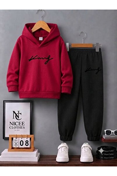 Leto Lykia Children's Tracksuit Unisex (Black Handwritten King Winter Print)