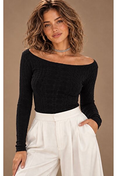 Be Best Women's Black Boat Neck Blouse Be523