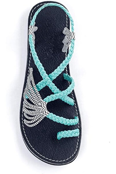 Plakamatik Plaka Flat Sandals for Women Palm Leaf