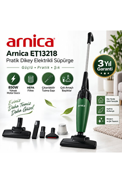 Arnica Haki Green Pratik Elektrikli Dikey Süpürge – 850 W Güç • HEPA Filtre •...