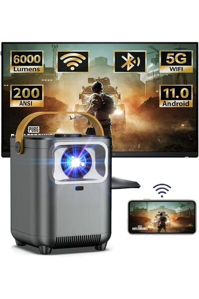 GENERAL جهاز عرض صغير بدقة 4K مع واي فاي للغرف، 120 ANSI، 4000 لومن، جهاز عرض...