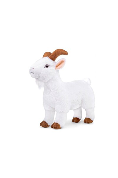 OEM Capră de pluș, realistă, albă, 40 cm
