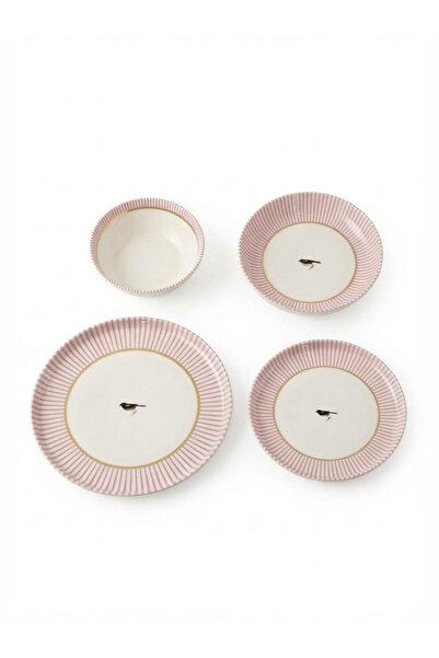 Altabi Porselen 24 Parça Yemek Takımı Vintage Desen Royal Pink