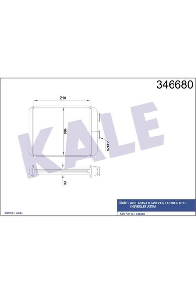 KALE KALORİFER RADYATÖRÜ BRAZING OPEL ASTRA G/ASTRA H/ASTRA H GTC - CHEVROLET ASTRA