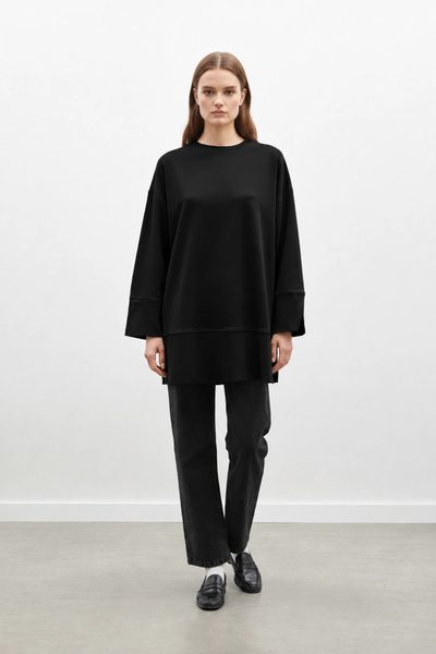 Puane Loren Off-Shoulder Sleeve Detailed Knitted Tunic Black 20735