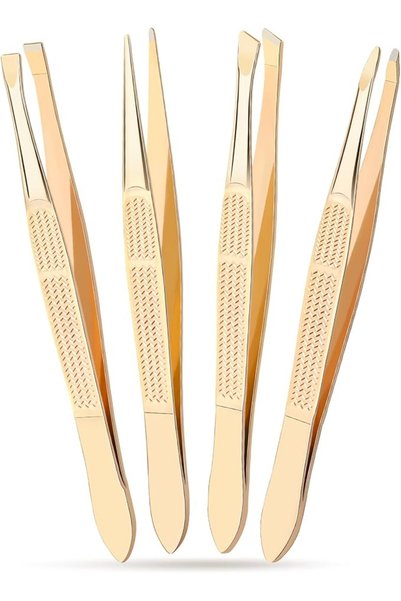 KASTWAVE مجموعة ملاقط احترافية مكونة من 4 قطع - ملاقط حواجب وشعر ناتوء من الف...