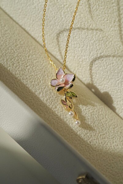 AŞIK ACCESSORIES Çelik Orkide Çiçek Kolye