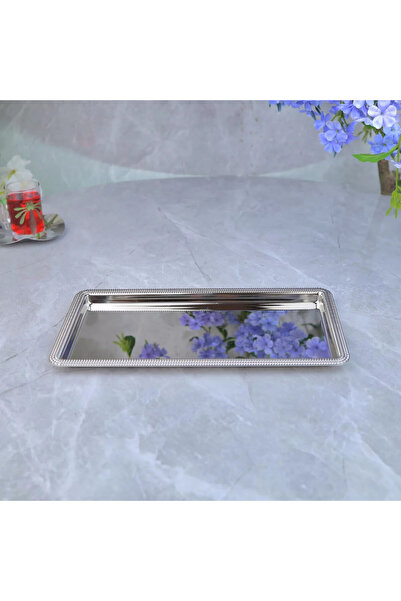 Al Hadaya Mall Elegant Design Single Stainless Steel Serving Tray - Nickel - ...