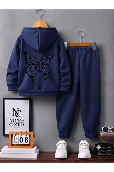 Leto Lykia Children's Tracksuit Unisex (Black with Butterfly Winter Print on ...