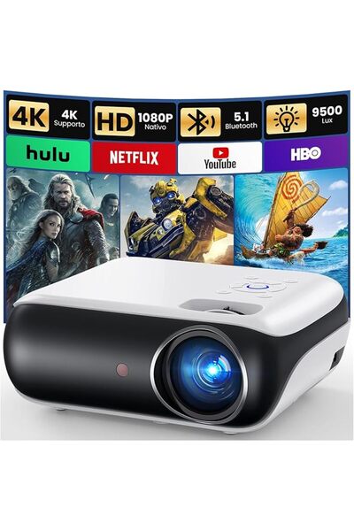 HAPPRUN Mini Projector 4K, H1 Full HD Projector with Bluetooth – Native 1080P...