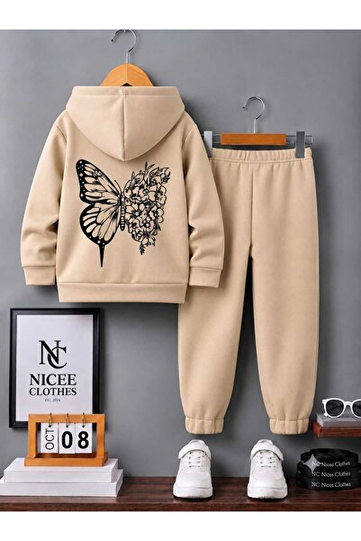 Leto Lykia Children's Tracksuit Unisex (Black with Butterfly Winter Print on ...