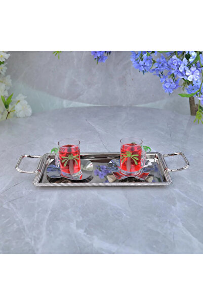 Al Hadaya Mall Elegant Design Single Stainless Steel Serving Tray - Chrome - ...