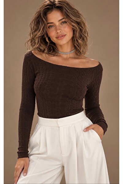 Be Best Women's Brown Boat Neck Blouse Be523