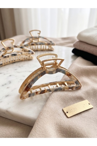 Lotus luxury Metal Çerçeveli Mermer Desenli Mandal Toka