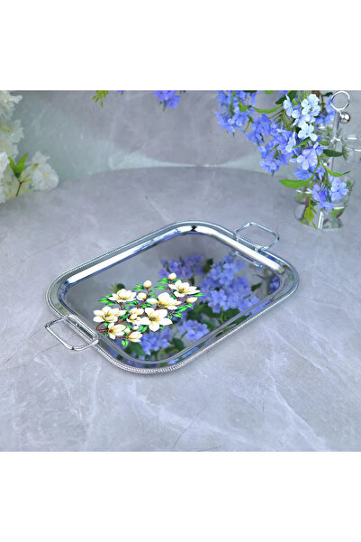 Al Hadaya Mall Stainless Steel Single Patterned Serving Tray with Elegant Des...