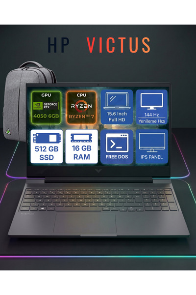 HP Victus Gaming Laptop Ryzen 7 7445HS 16 GB DDR5, 512 GB SSD, RTX 4050/6GB,1...