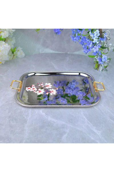 Al Hadaya Mall Stainless Steel Single Patterned Serving Tray with Elegant Des...