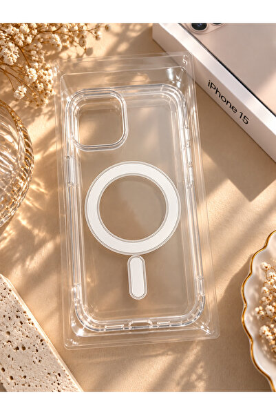 iPhone 15 Şeffaf Kılıf MagSafe Uyumlu
